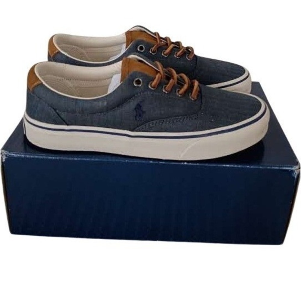 POLO RALPH LAUREN Hanford Trainers UK 7 US 8 EU 41 Blue Canvas Low Top‎ Sneakers